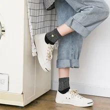 Новые носки женские осенние и зимние милые цветные женские носки с вышивкой хлопковые носки без пятки с ворсом 5 пар