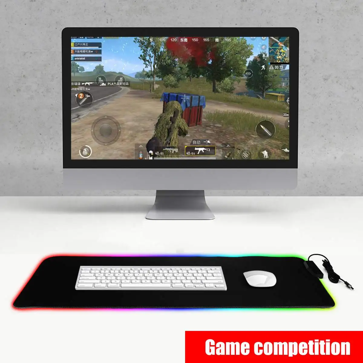 Светодиодный коврик для игровой мыши RGB с 4 usb-портами, большой игровой коврик для мыши, нескользящий Настольный коврик 800X300X3 мм для ПК и ноутбука