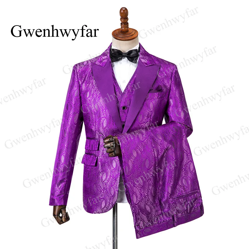 color 4 Gwenhwyfar, элегантный серебристый мужской костюм с рисунком орхидеи, s, официальный мужской костюм, 3 предмета, официальная одежда, мужской костюм, набор, мужской свадебный костюм - Цвет: color 4