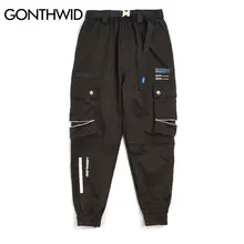 GONTHWID хип хоп мульти молния накладные карманы женские штаны для бега спортивные брюки тактическая уличная Мужская мода повседневные брюки спортивные брюки