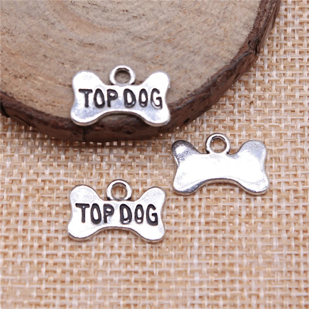 Wecharms 10 шт. 15x10 мм Подвески Топ собаке кость щенок DIY ювелирных изделий античное