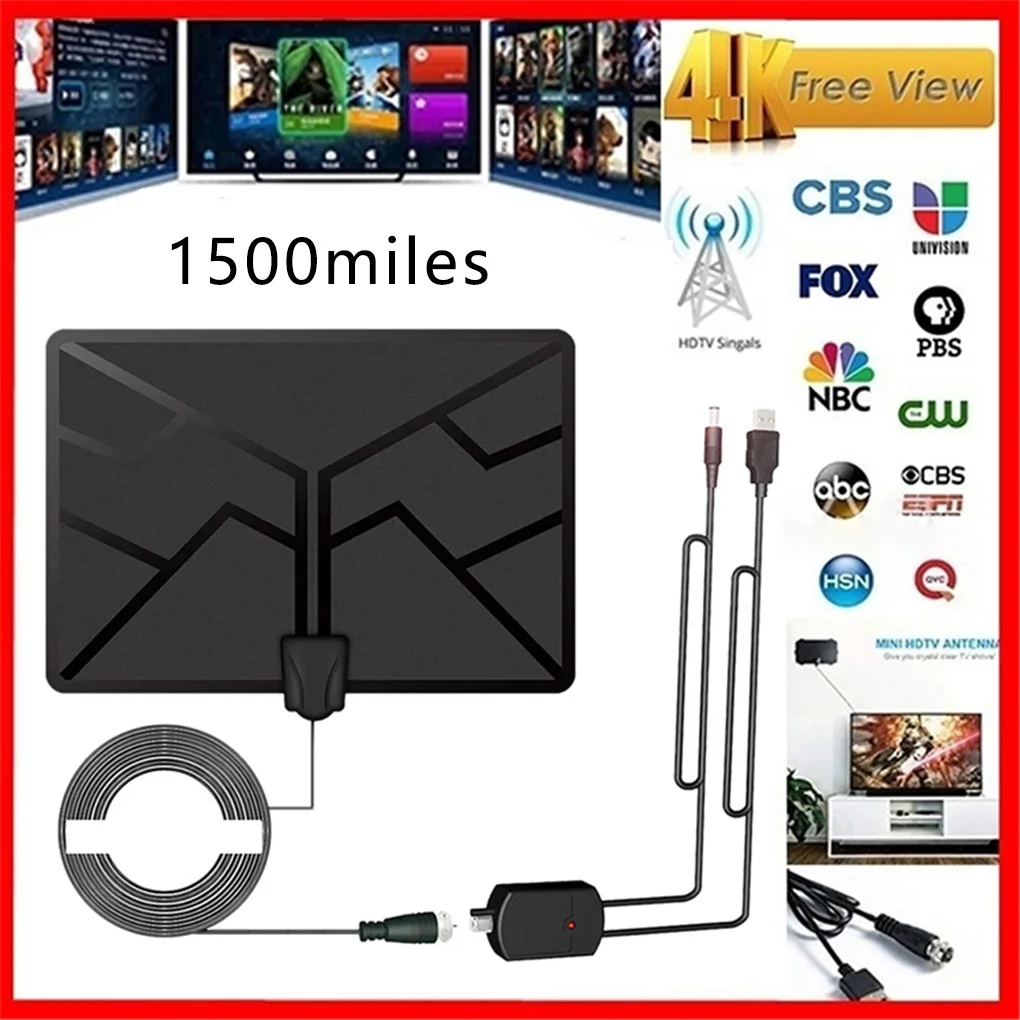 

4K Digital Antenna HDTV Aerial Indoor Amplified Antenna 1500 Miles HD 1080P TV Local Channels Broadcast Signal Receiver