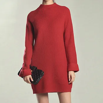 

Women's sweater Long sweater Womens Casual Long Sleeve Jumper O Neck Autumn And Winter Sweaters Dress Y723