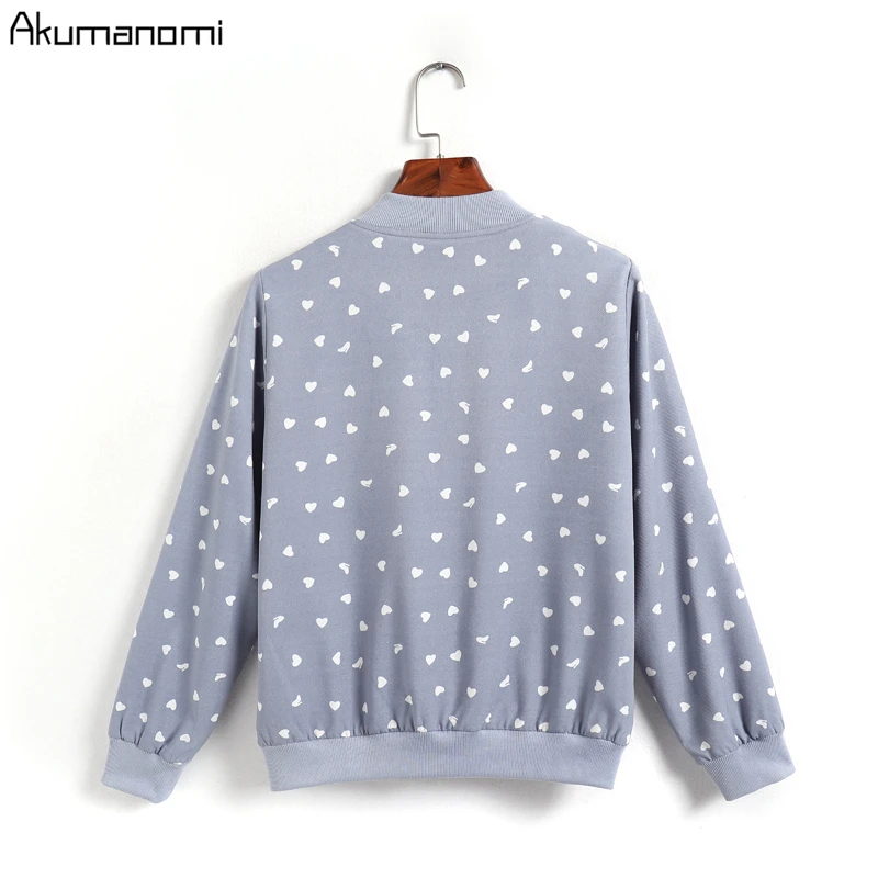 discount  Women Jacket Plus Size Fashion Ladies Retro Heart Zipper Up Bomber Jacket Casual Coat Autumn Spring