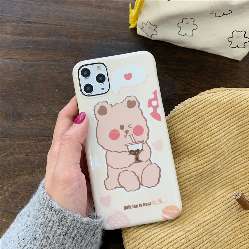 Чехол для телефона с изображением розового кролика для Iphone 11promax X Xs Max, глянцевый чехол для Iphone 7, 8 plus, мягкий чехол IMD для девочек - Цвет: Черный
