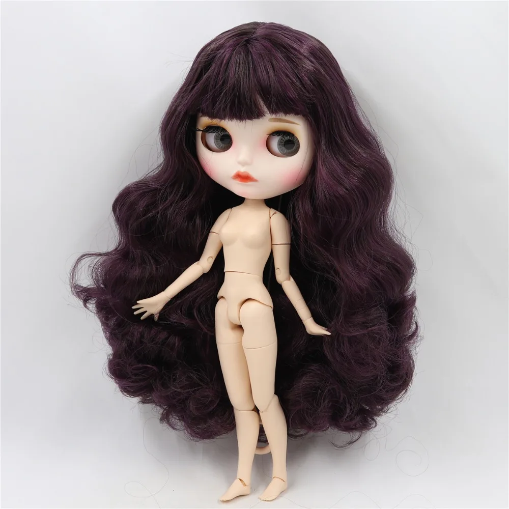 Saylor - Premium Custom Neo Blythe Muñeca con cabello morado, piel blanca y cara puchero mate 4