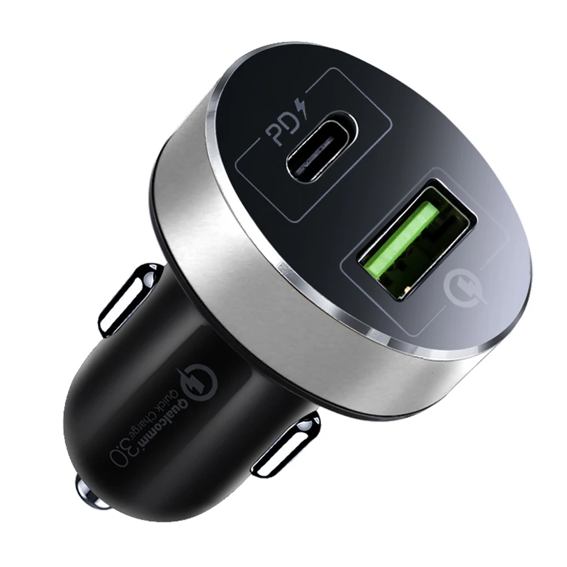 Быстрое Автомобильное зарядное устройство 2 usb порта с светодиодный вольтметр дисплей для смартфона автомобиля PUO88 - Цвет: white  usb Type-c po