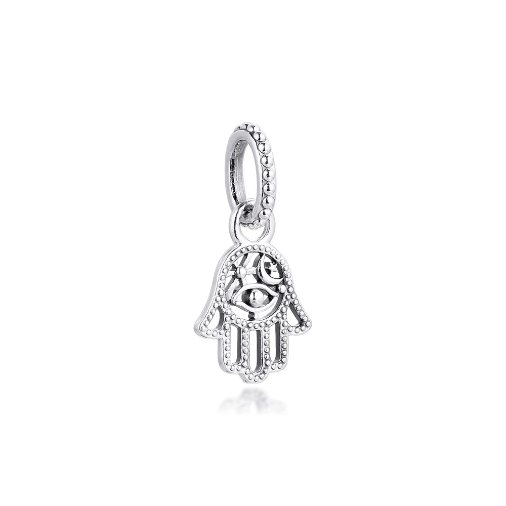 

Fits Pandora Bracelet Real 925 Sterling Silver Protective Hamsa Hand Dangle Charm Beads for Women Jewelry DIY Making Kralen