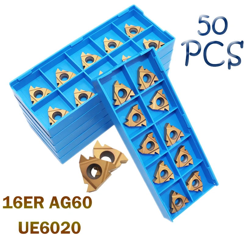 16ER AG60 UE6020 50PCS Carbide Inserts Thread Turning Tool 16ER Blade