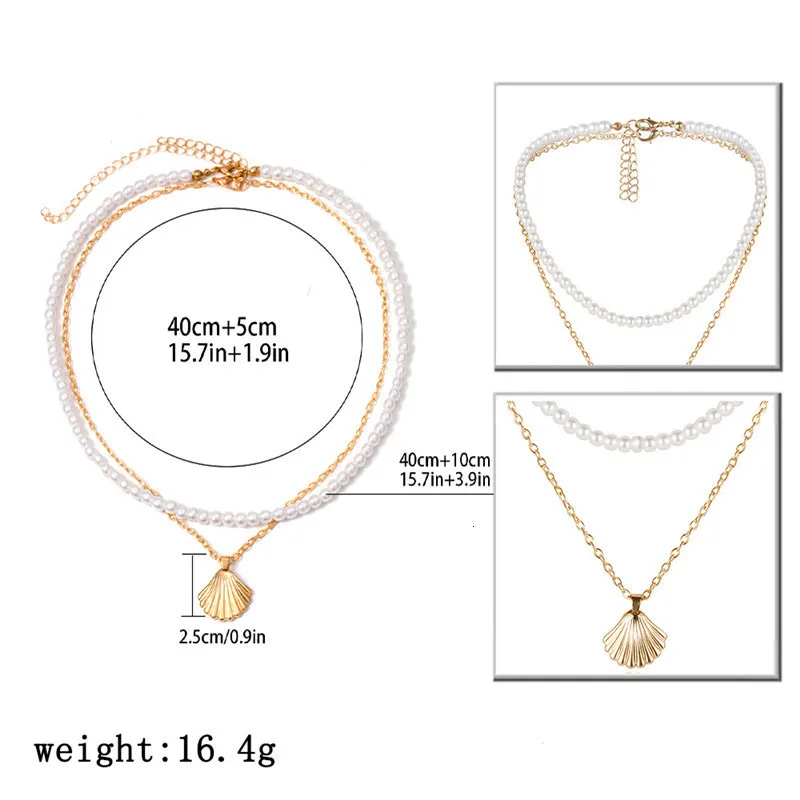 Bohemian Imitation Pearl Choker Gold Color Shell Scallop Pendant ...