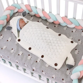 

Newborn Baby Sleeping Bag Envelop Design Blanket Sleep Sack Stroller Wrap Swaddle with Hat Soft Knitted Quilt Blanket for Baby