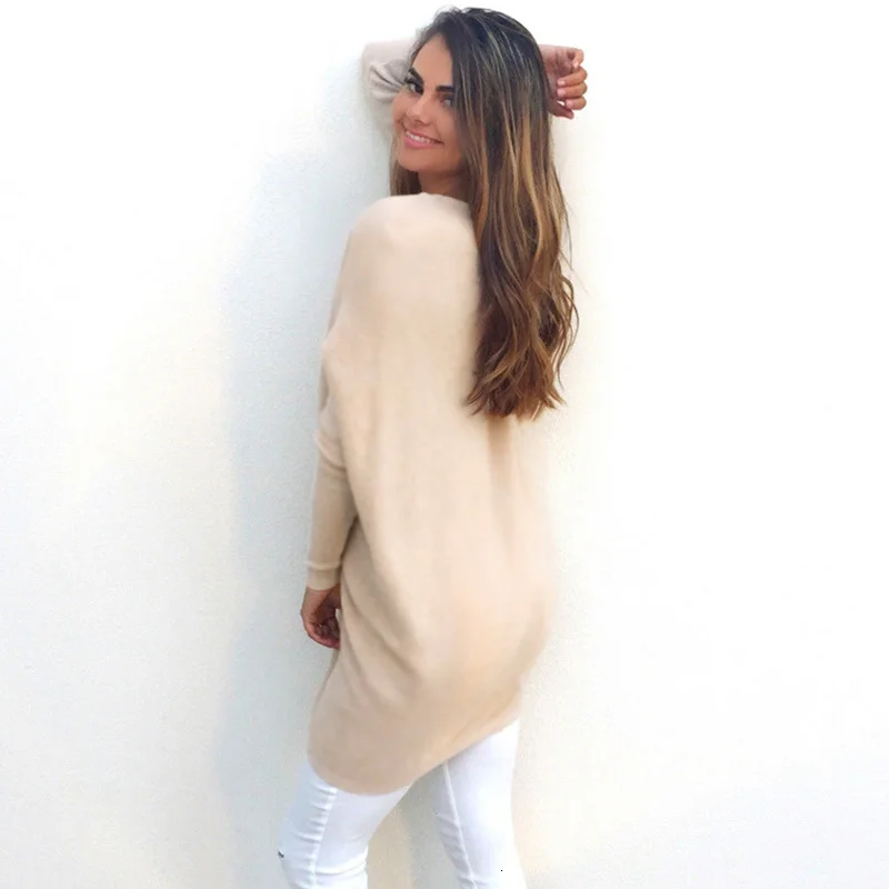 Basic 2019 V-neck Solid Autumn Winter Sweater Pullover Women Female Knitted Long Sleeve Sweater Loose Longtop Sleeves S Женский