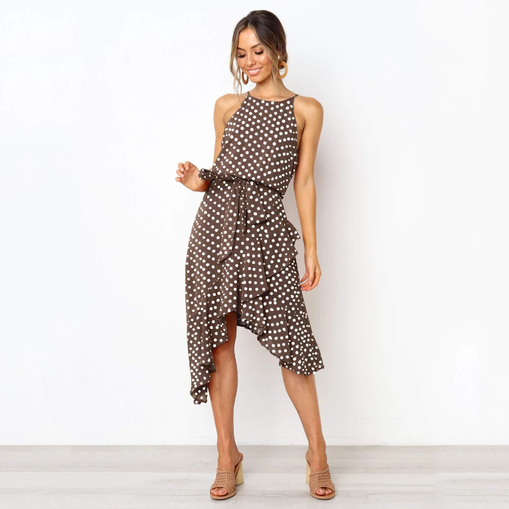 Женское Асимметричное Платье туника в горошек ТРАПЕЦИЕВИДНОЕ винтажное платье