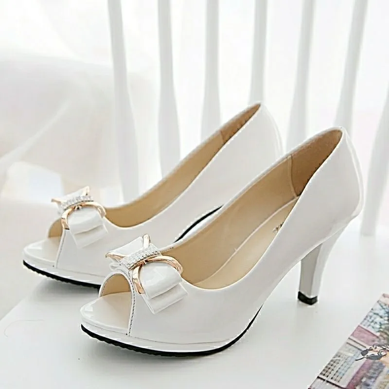 Zapatos de tacón alto de aguja para mujer, calzado Sexy con punta abierta, Boca de pescado, sandalias de fiesta con lazo, para verano, 2020