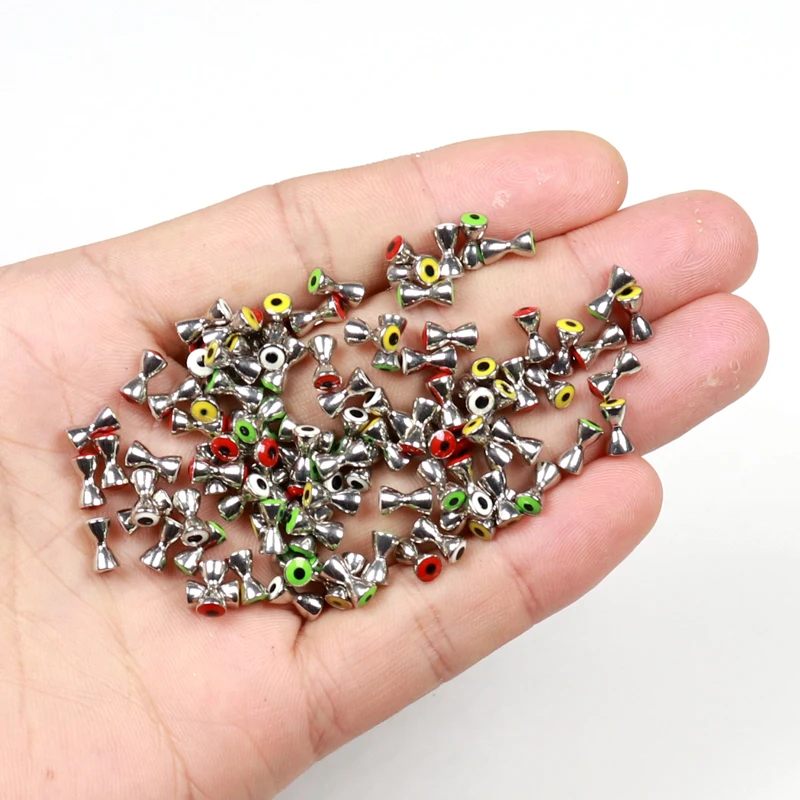50pcs Fly Tying Crazy Charlie Streamers Brass Dumbbell Eyes 3.2mm 4mm 4