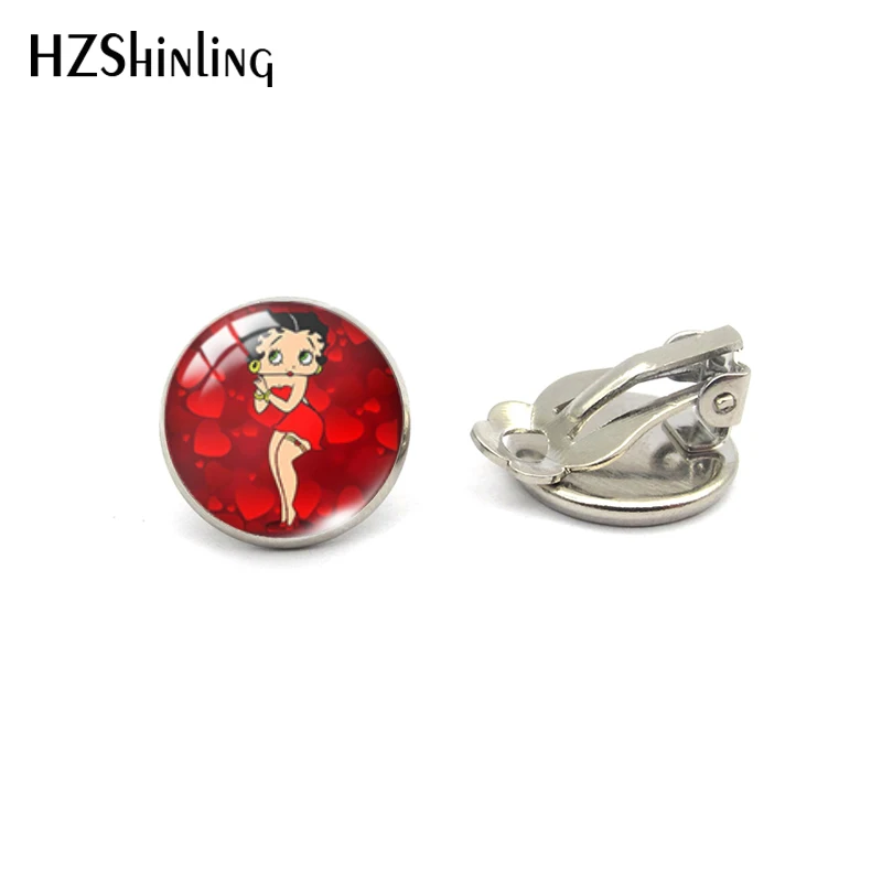 HZSHINLING Новое поступление мультфильм сексуальная Бетти серебряные бронзовые круглые клипсы клип узор милые летние аксессуары