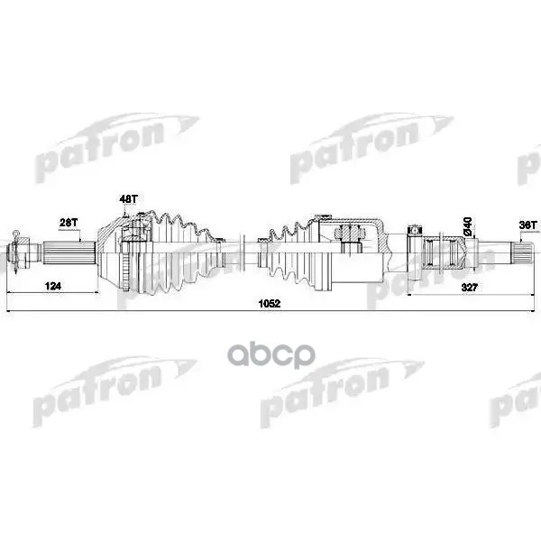 Полуось Правая 28x1055x59x36 Ford Transit C Бортовой Платформой Vii, Transit Фургон Vii 06- PATRON арт. PDS0290
