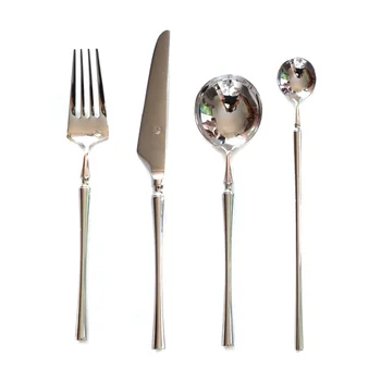 

Silver Tableware Set 4Pcs Nordic Stainless Eco Friendly Western Steak Knife Fork Cutlery Set Servies Dinnerware Kitchen DA60CJ