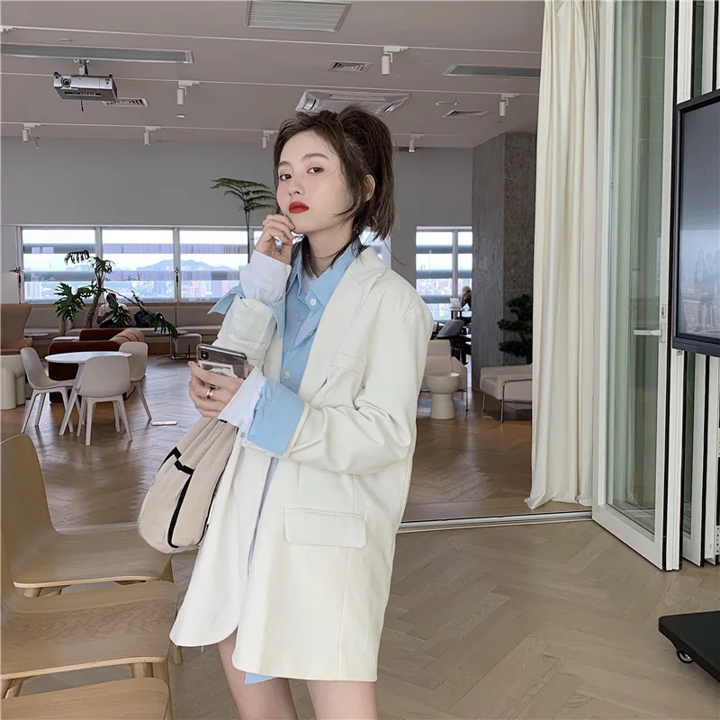 Loose-Fit Casual Small Suit Coat Female Autumn Versatile Mid-length Long Sleeve Blazer Fashion