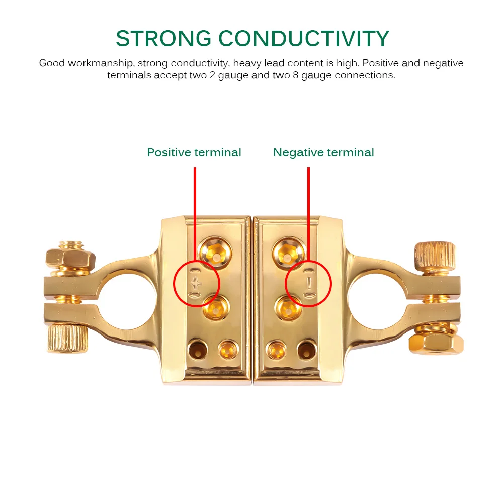2 шт. позолоченный металлический манометр автомобильный аккумулятор положительный отрицательный безопасный аккумулятор терминал калибр золотой Электрический разъем продвижение