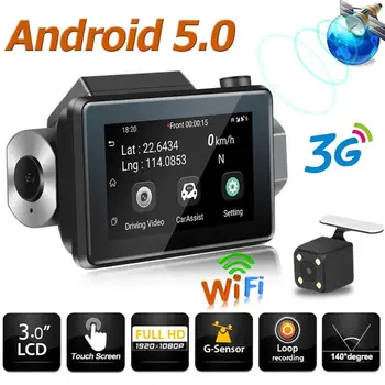 

3inch 1080P Hd Car Dvr Camera Android 5.0Gps Recorder Recorder Wifi Dual Lens Video Recording Function Parking Monitoring