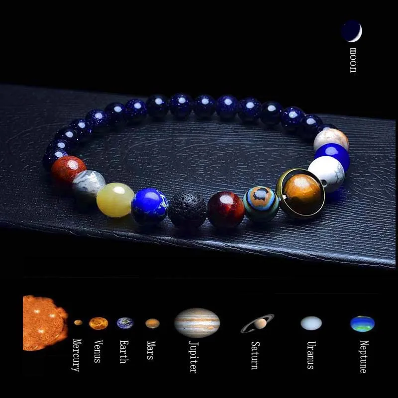 Bracelet Jewelry Noter Universe Solar System Bracelet Women Men Natural Stone 10 Planets Braclet Best Friends Gift Him/Her Yoga Bileklik