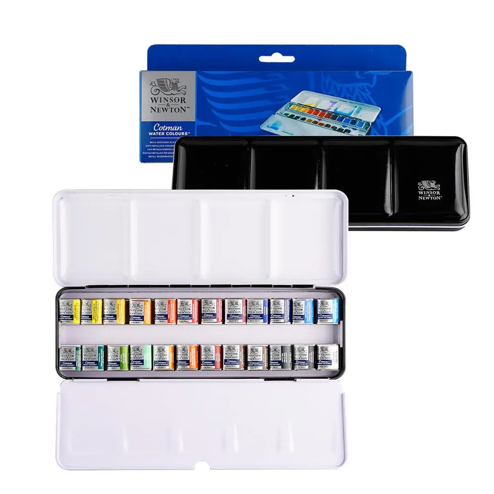 Winsor Newton Cotman однотонная Акварельная краска 12/24 цветов Набор железных коробок