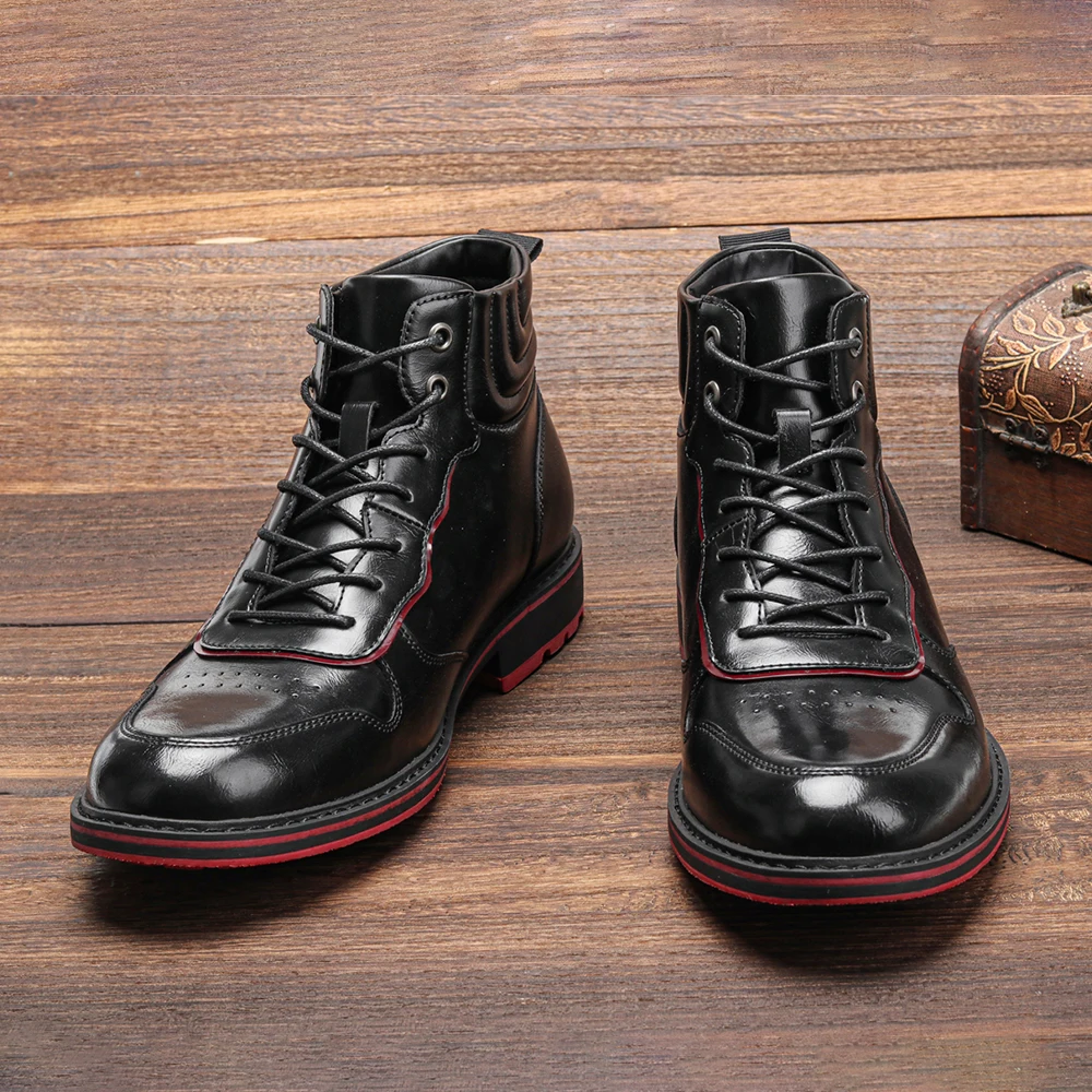Red Bottom Boots Men Patent leather Ankle Boots Men Leather Boots