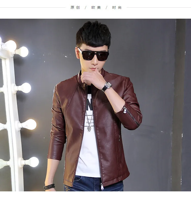MEN'S Leather Coat Autumn And Winter New Style Slim Fit Men's Washing PU Leather Youth Locomotive MEN'S Leather Jacket Leat