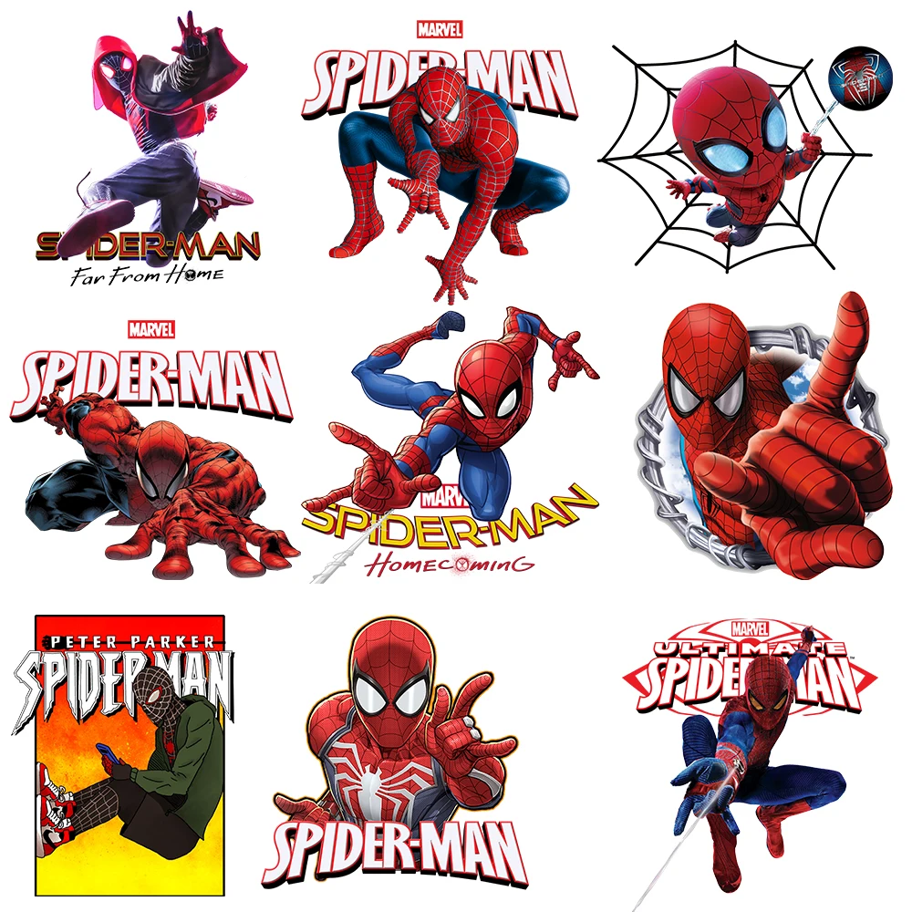 Marvel Spiderman Iron Man Cartoons Thermal Stickers for Clothes DIY Heat Transfer Kids Patches on Children | Дом и сад