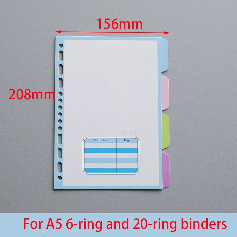 20 / 26 / 30 Holes A5 B5 A4 Index Divider Separator Notebook Accessory Stationery