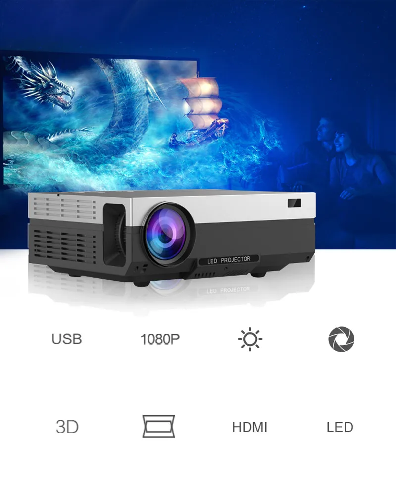 Светодиодный проектор T26L T26K 1080p full HD видеопроектор 5500 люмен FHD 3D домашний