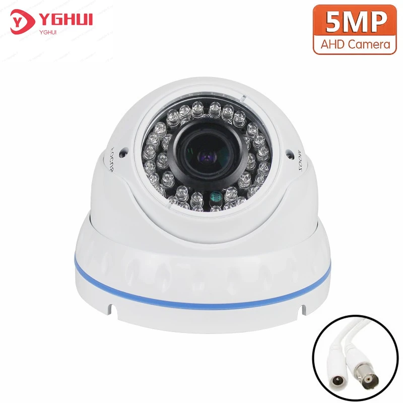 5MP Security Dome Camera AHD 2.8-12mm Manual Lens IR Night Vision Annlog Indoor Home Camera With OSD Menu On Cable