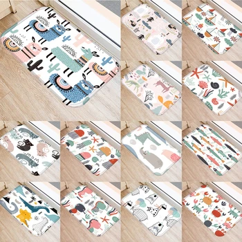

Cartoon 40*60cm Cat Owl Alpaca Pattern Anti-Slip Suede Carpet Door Mat Doormat Outdoor Kitchen Living Room Floor Mat Rug 48282