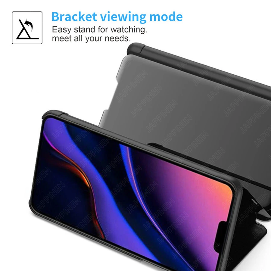 For iPhone 11 Pro Max Smart Mirror Stand View Fashion Phone Case Protective case For iPhone11 Pro support Flip cover Coque Shell
