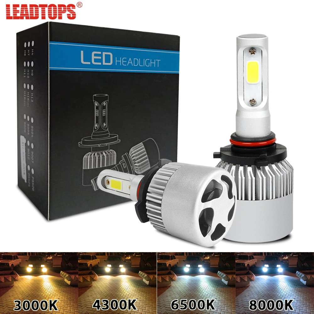 

LEADTOPS 2PCS H7 H4 H11 LED car headlight H1 H3 H8 9005 9006 car fog light 3000K 4300K 6500K 8000K 8000LM 12V 72W CE