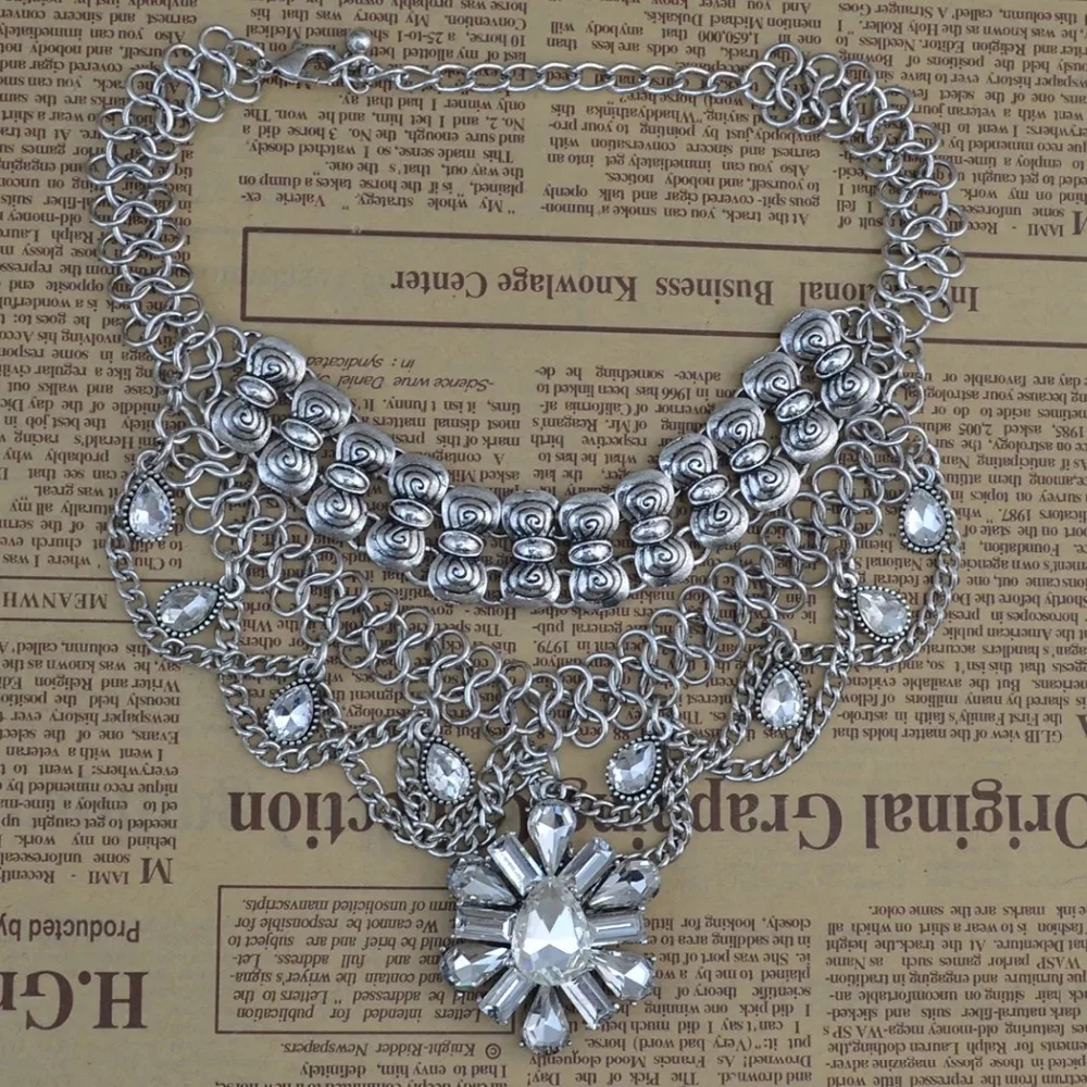 Винтаж Кристалл инструкция Maxi Choker шеи колье женское колье с монетой и кулоном Бохо большие модные украшения для женщин Подарки
