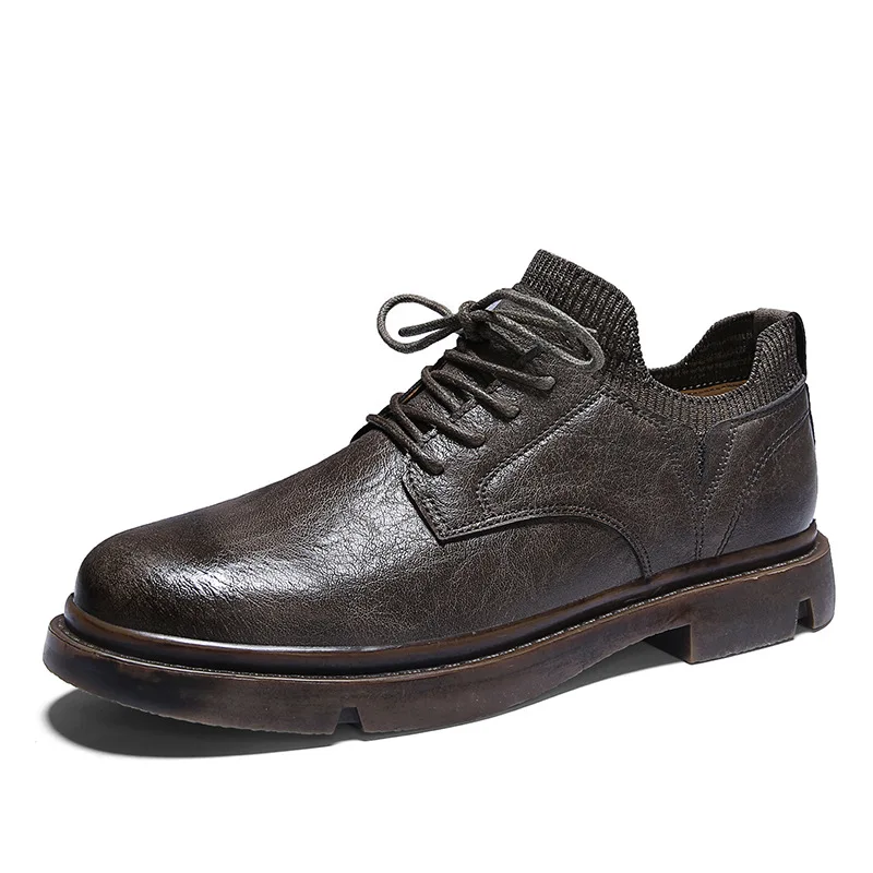 

Small Leather Shoes 2019 New Style Autumn Hight-top England Korean-style Casual Mid-top Men Cotton Shoe Winter Martin Boots Tren