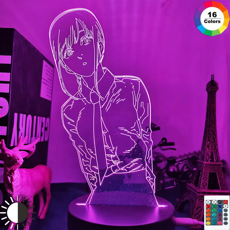 3d Led Night Lamp Anime Chainsaw Man Makima for Bedroom Decor Kids Birthday Gift Manga Light Bedside | Лампы и освещение