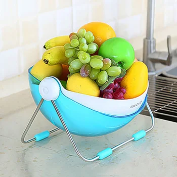 

Drain Basket With Rotating Lid Household Kitchen Plastic Washing Basket Living Room Table Vegetable Fruit Basket Storage Dish