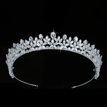 Тиары и короны HADIYANA элегантные свадебные аксессуары для волос модные вечерние заколки для волос в подарок кубический циркон BC5511 Корона принцесса
