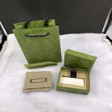 

Kuqi Paper Bag Gift Box Green Earrings Ring Necklace Lipstick Universal Small Square Box Exquisite Jewelry Packaging Box