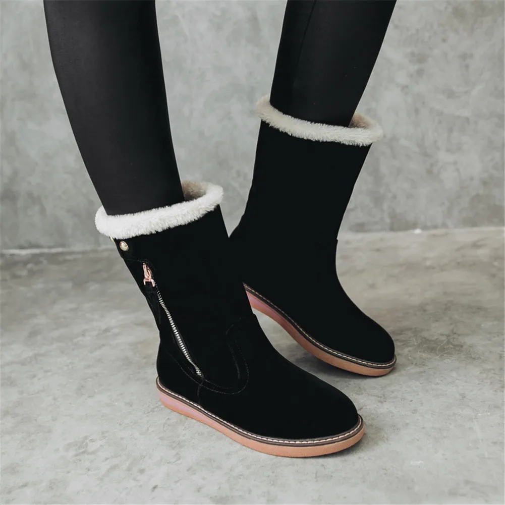 BONJOMARISA, новинка, большие размеры 30-40, зимние теплые ботинки на меху модная женская обувь на молнии без шнуровки женские повседневные Мягкие зимние ботинки