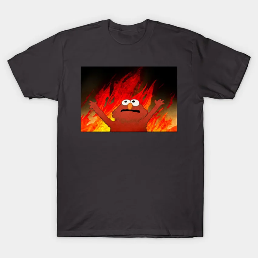Темно-серый Elmos Fire футболка Elmo футболка смешная fire meme юморная шутка memes Улица Сезам elmo elmoemos fire - Цвет: Темно-серый