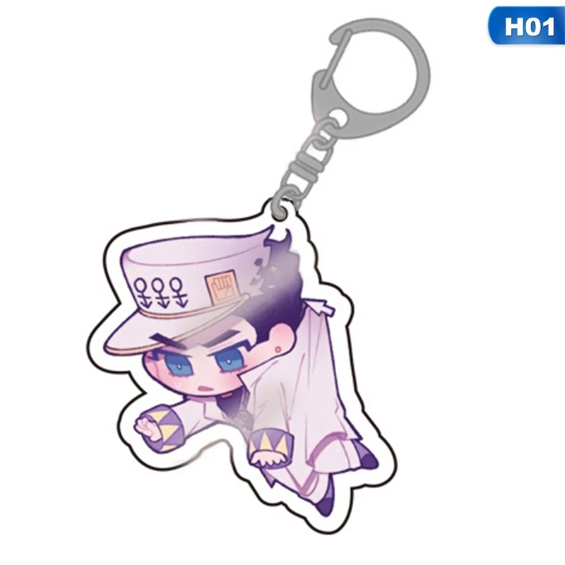 H01 Аниме Jojos Необычные Приключения брелок мультфильм рисунок акриловый двухсторонний прозрачный кулон рюкзак кольцо для ключей ювелирные изделия подарок - Цвет: H01