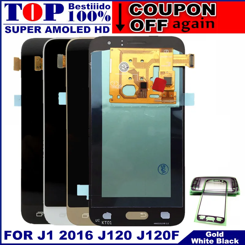 Рабочий AMOLED lcd экран для samsung Galaxy J120 J120F J120H J120M lcd s дисплей сенсорный дигитайзер Запасные части