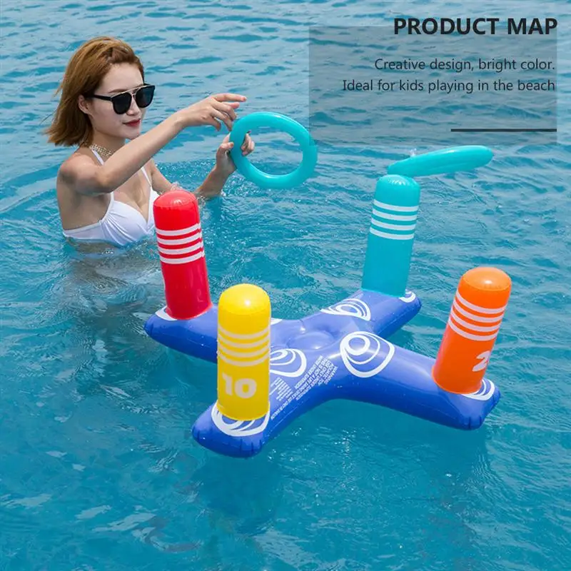 

1Set Swimming Ring Inflatable Throwing Ferrule Pool Kids Adults Plastic Hoop Toss Beach Game Interactive Outdoor Toys Sports Set