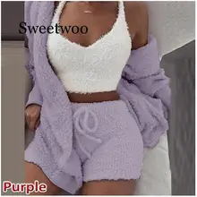Knitted 2 piece set short jumpsuit & romper Women autumn soft warm sexy playsuit Winter female plus size club overalls
