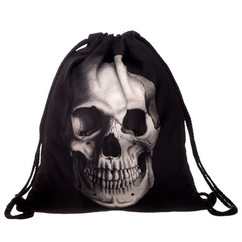 

1PCS Creative Drawstring Backpack Fashion Skeleton String Backpack Gym Sackpack 3D Print Sack Gym School Shoe Bag for Outdoors