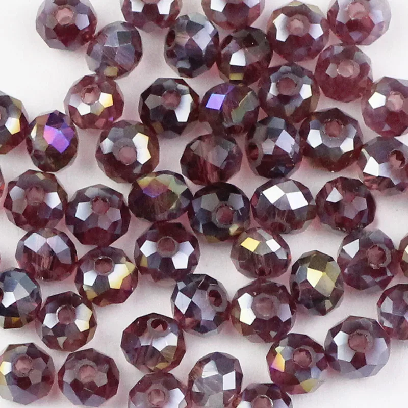 HGKLBB бусины с австрийскими кристаллами Rondelle, 6 мм, 50 шт., Круглые граненые стеклянные бусины, бусины для рукоделия - Цвет: Purple